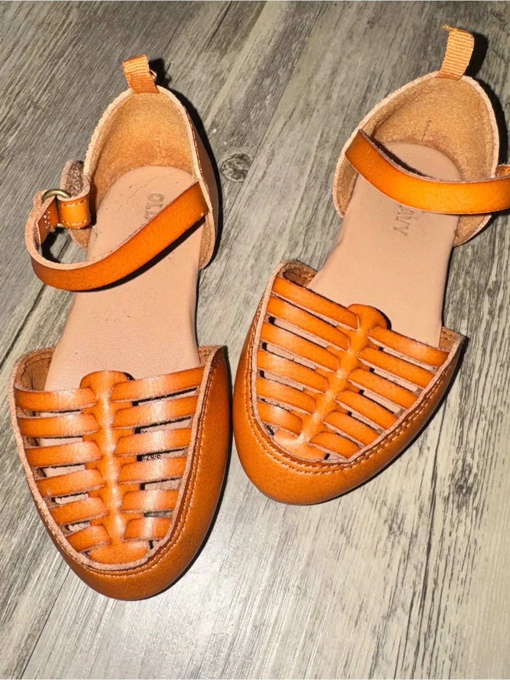 Old Navy Girls Tan Leather-Look Strappy Sandals